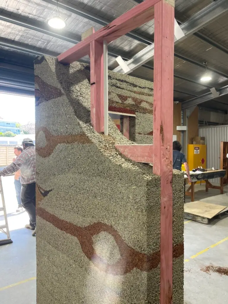 Finished hempcrete wall built around timber framing — MJones Building