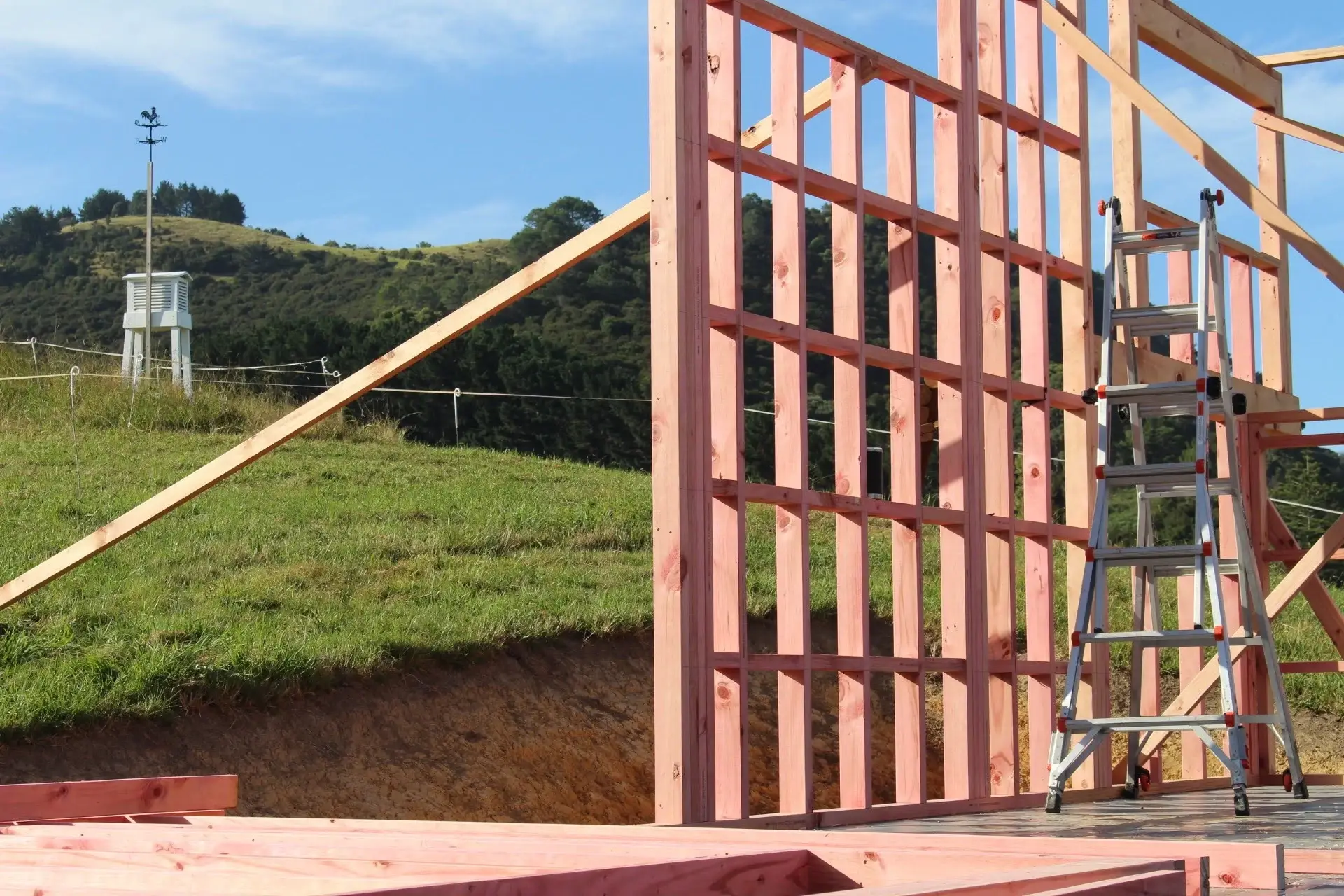 Building materials arriving by barge for a Waiheke Island construction project