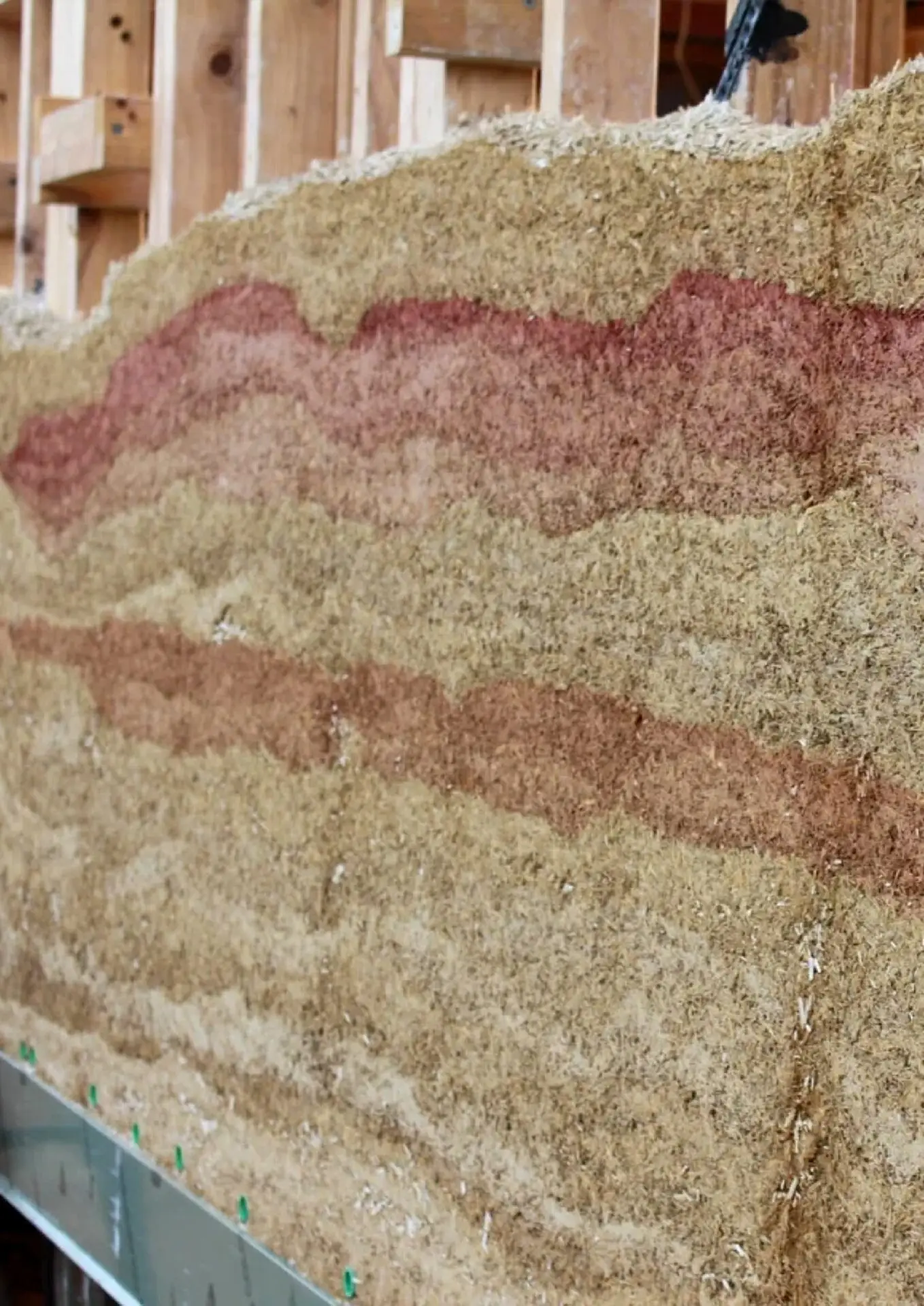 Layers of a hempcrete wall on a Waiheke home