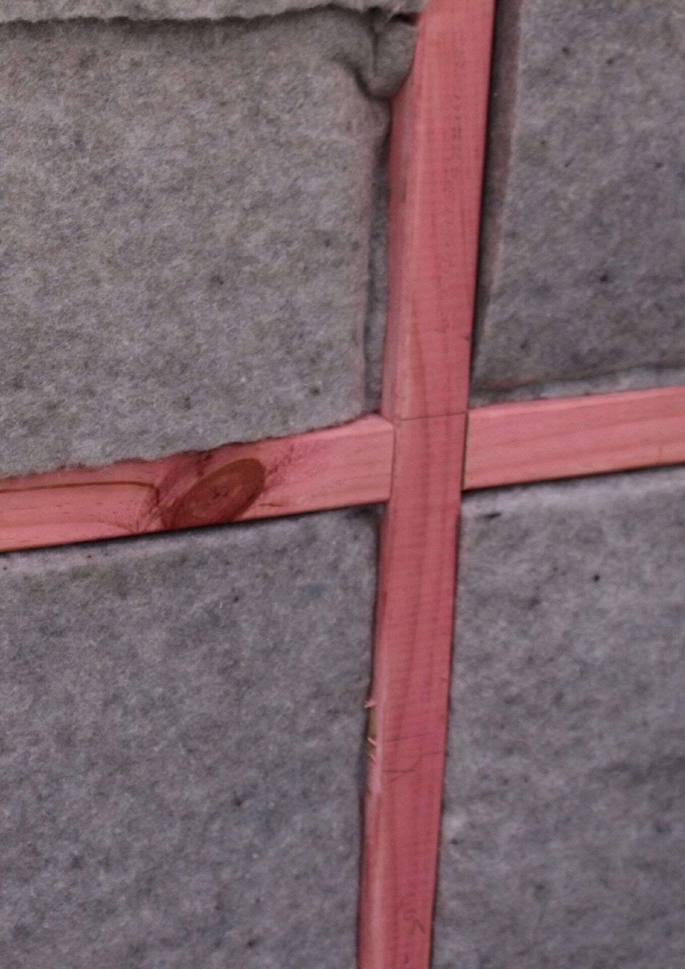 Sheep's wool insulation installed between framing